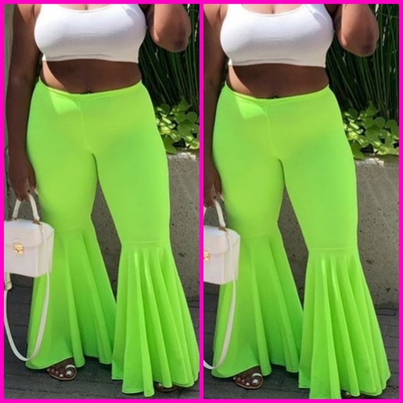neon green bell bottoms